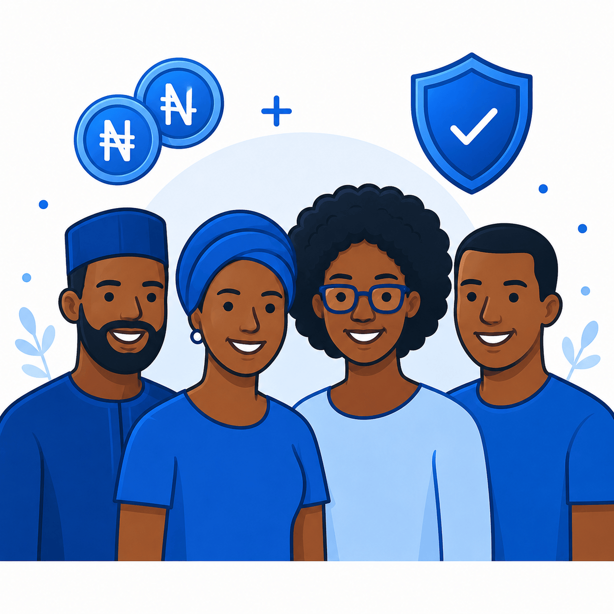 Illustration of a community savings circle of Nigerian savers